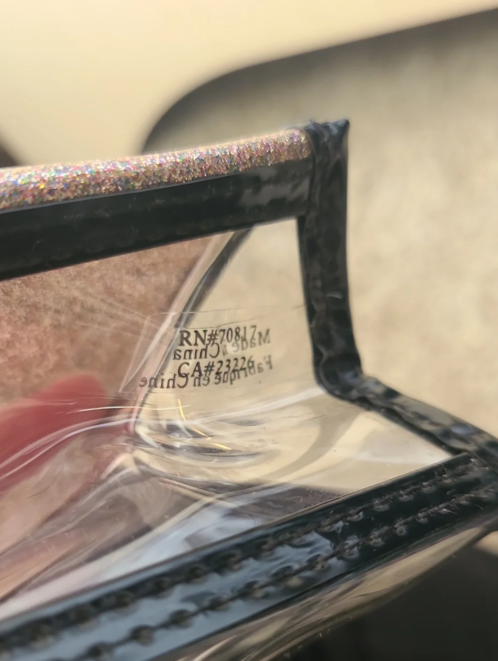 PINK Victoria's Secret Clear Cosmetic Pouch with Rose Gold Glitter